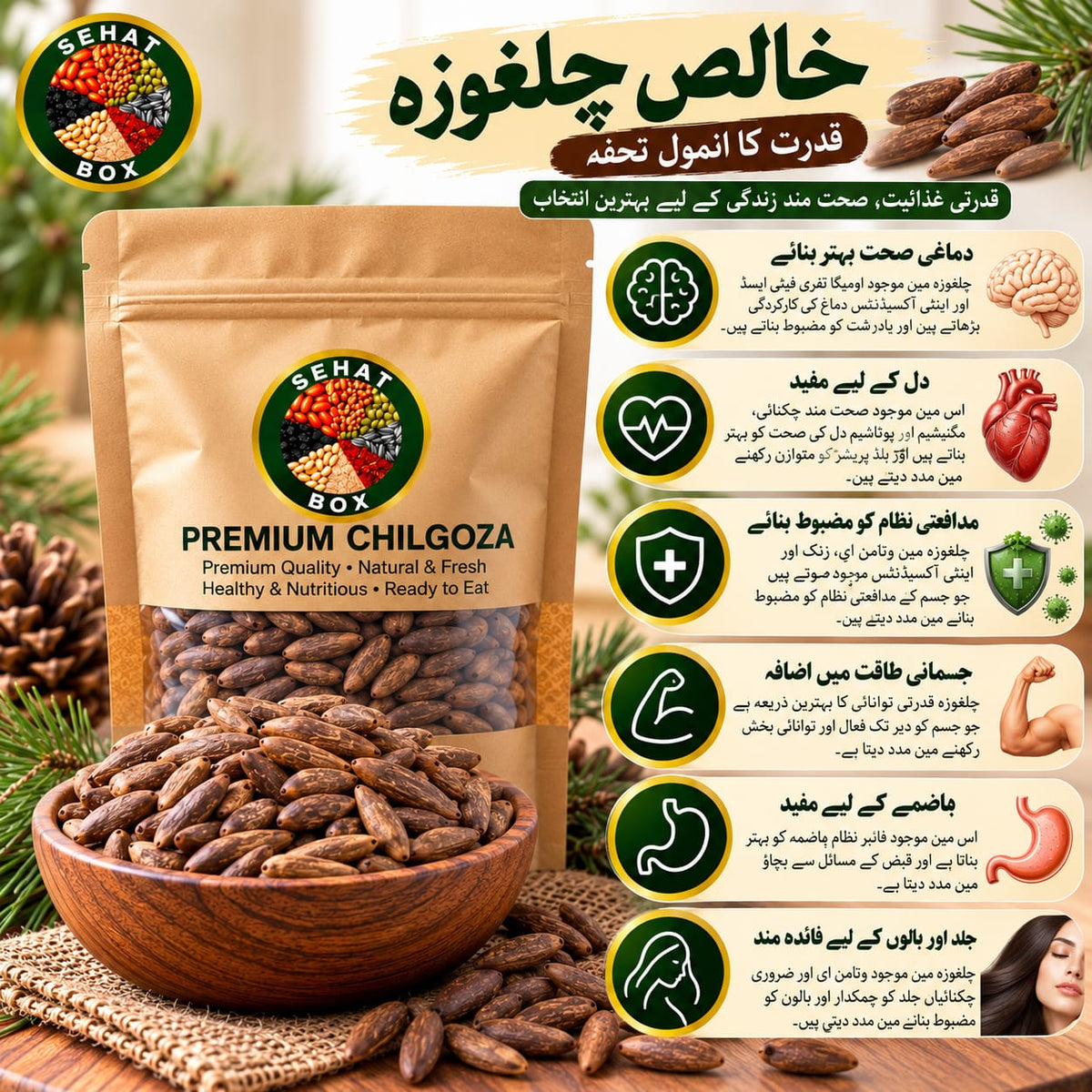 Sehat Box Premium Chilgoza (Pine Nuts) – Natural Pine Nuts
