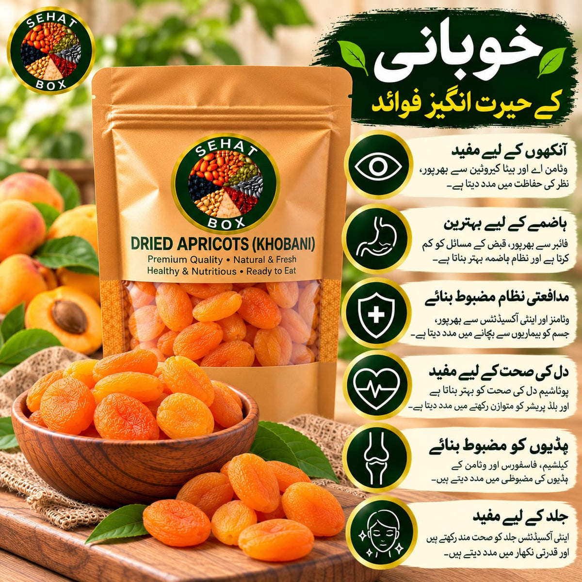 Sehat Box Premium Dried Apricots (Khobani) – Khushk Khoobani