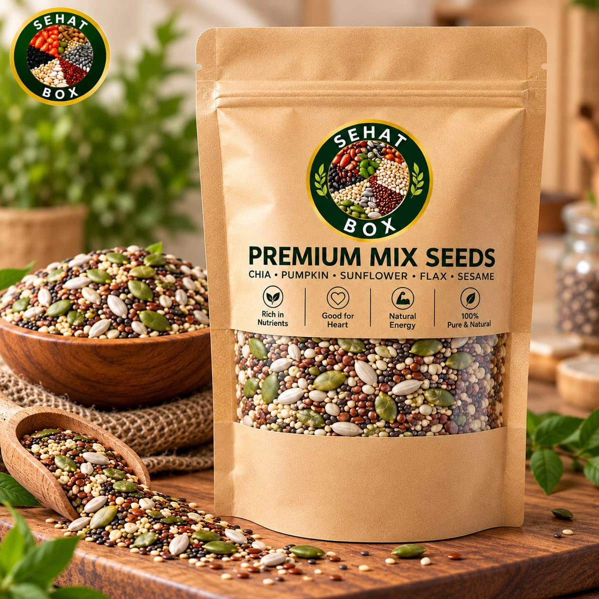 Sehat Box Premium Mix Seeds – Chia, Pumpkin, Sunflower, Flax & Sesame Seeds